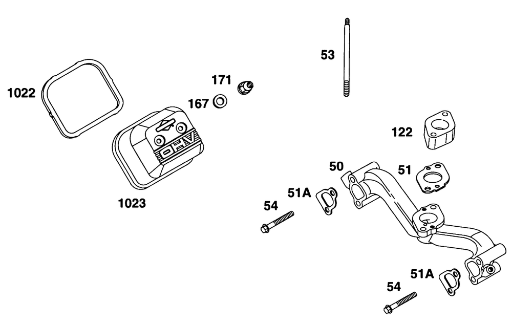 Rocker Cover, Manifold Diagram and Parts List for 290777-0033-XX  Briggs and Stratton Engine